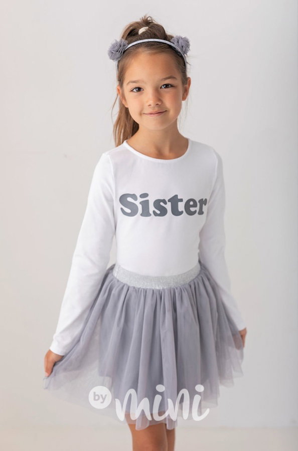 Grey/Silver tylová tutu sukně