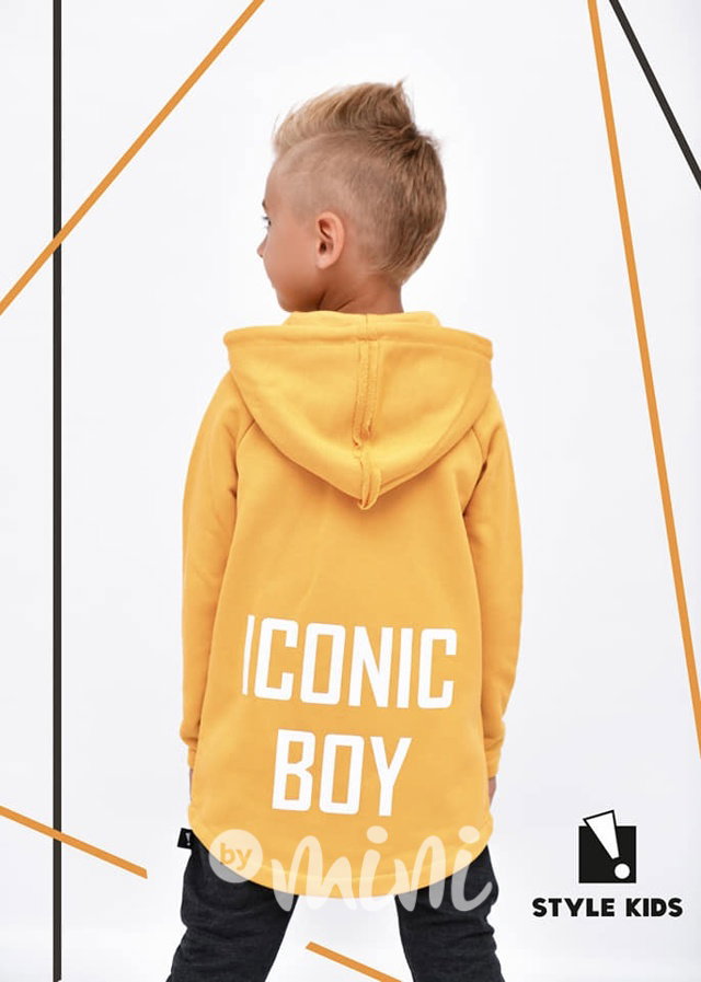 Iconic boy long mikina - mustard