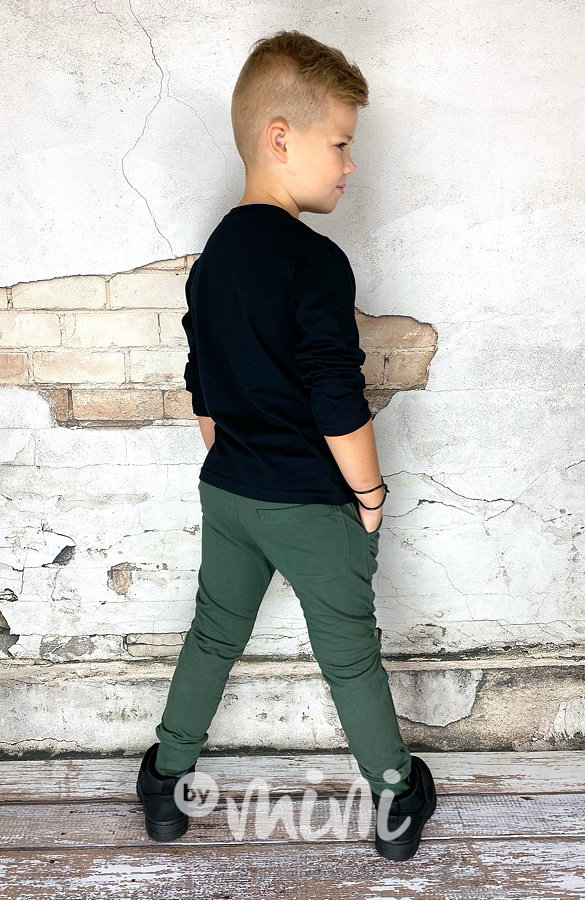 Baggy tepláčky s prošitím - khaki