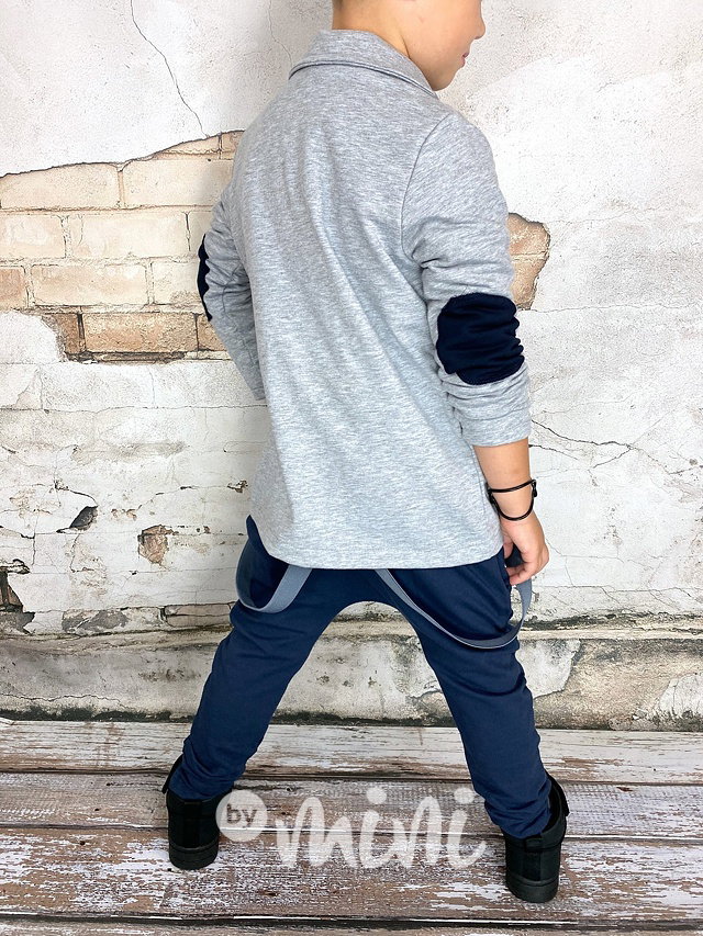 Navy baggy kalhoty s kšandami