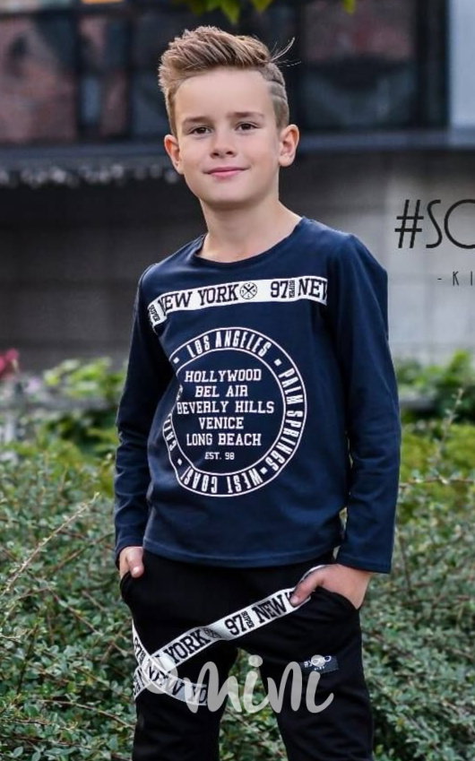 NY longsleeve chlapecká blůzka modrá