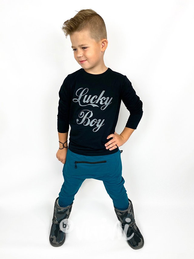 Lucky boy černé chlapecké triko s dlouhým rukávem 