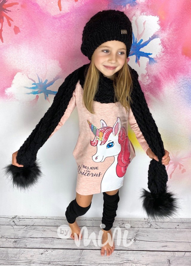 Unicorn tunikomikča s flitry - melange pink