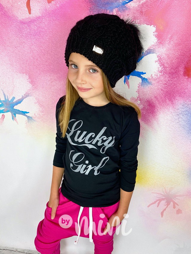 Lucky girl longsleeve dívčí triko - black