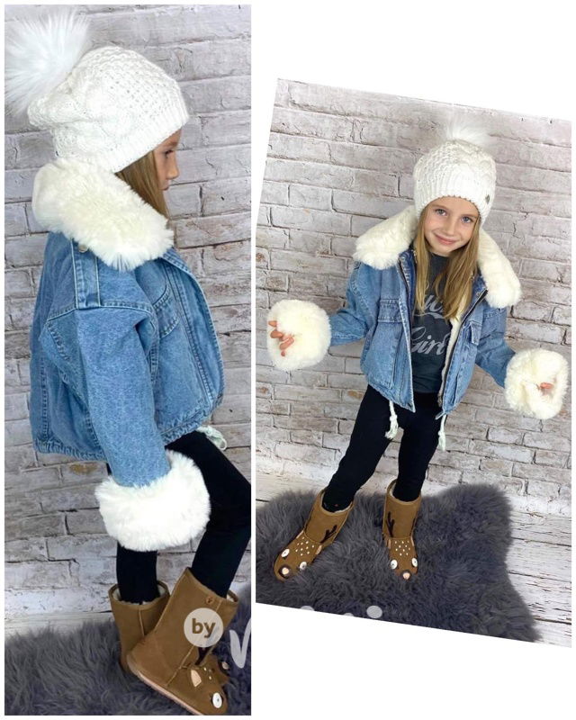 Oversize jeans bunda s kožíškem