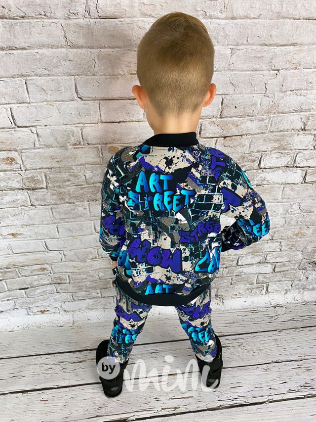 Blue graffiti chlapecká mikina