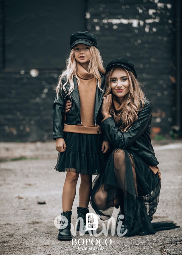 Svetrové šaty beige/black #MiniMe