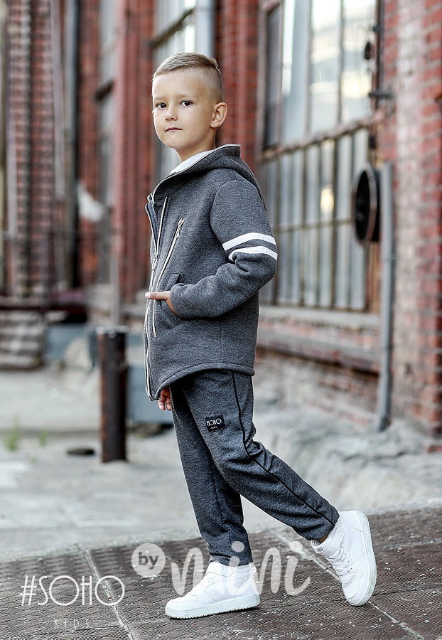 Oteplená šedá mikina se zipy
