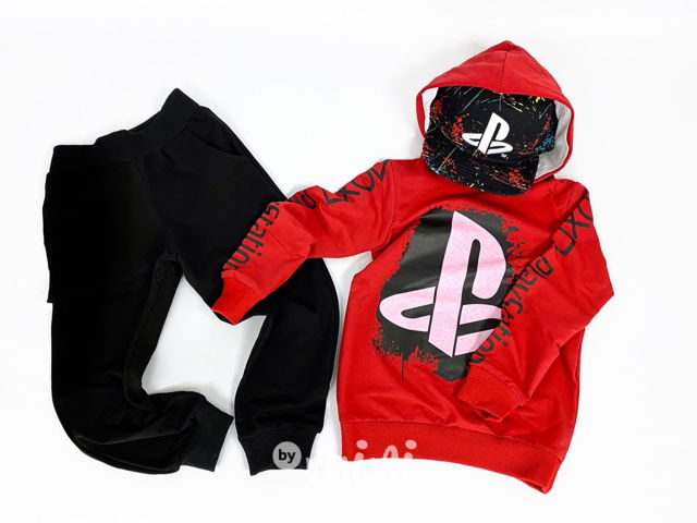 Playstation mikina + tepláky red/black