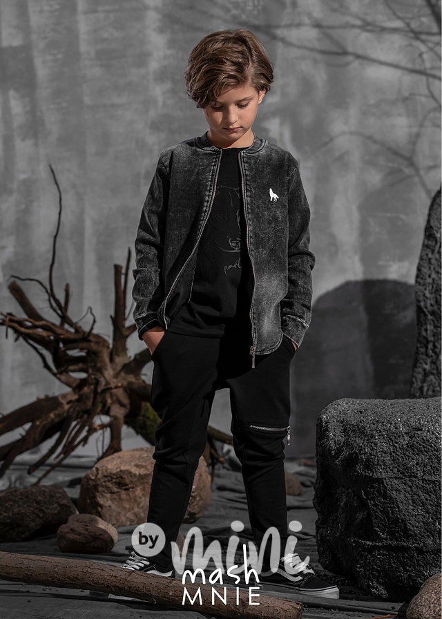 Soft jeans chlapecká mikina WOLF black *MashMnie*