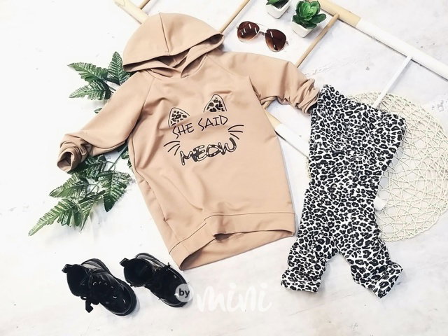 Hoodie dívčí mikina + legíny leopard 
