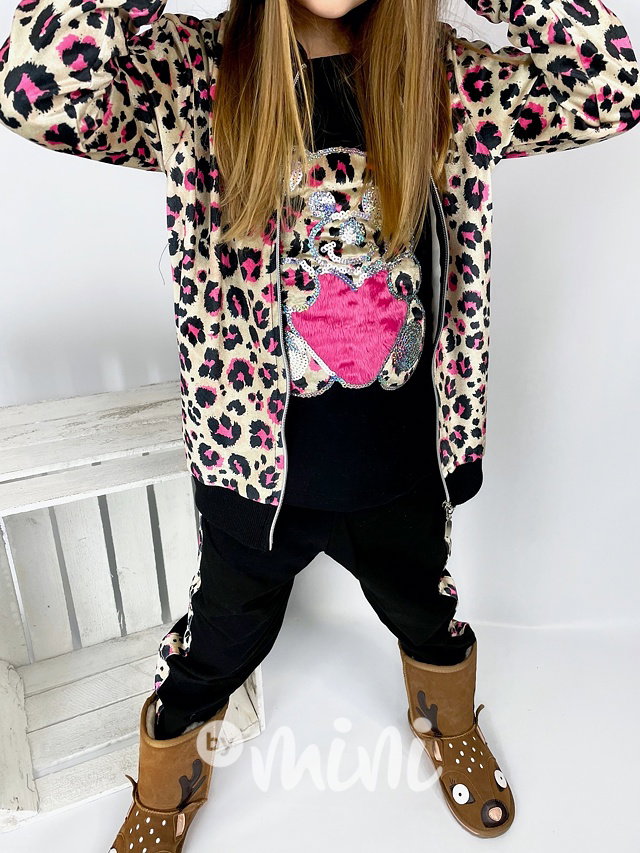 Leopard BEAR velur 3pcs dětská souprava