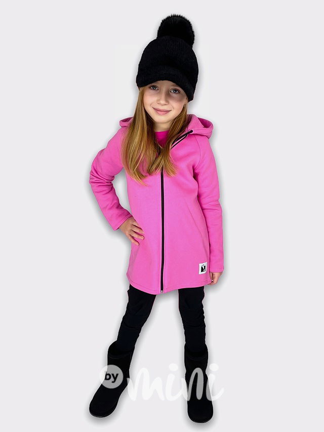 Růžová COOL dětská dlouhá flísová mikina s kapucí 