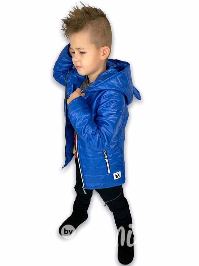 Prošívaná long bunda ouška - blue