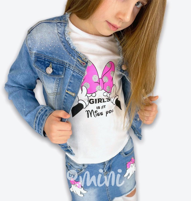 Jeans 3-dílný komplet s flitry a kamínky