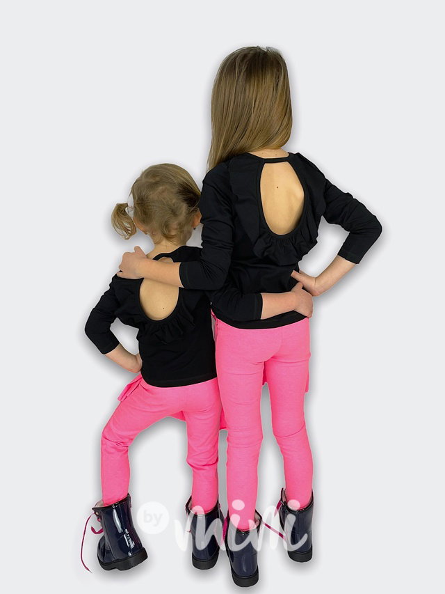 Neon pink dětské sukňolegíny 2v1