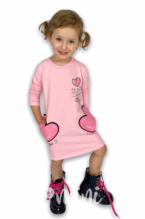PINK heart - mikinová tunika - candy růžová
