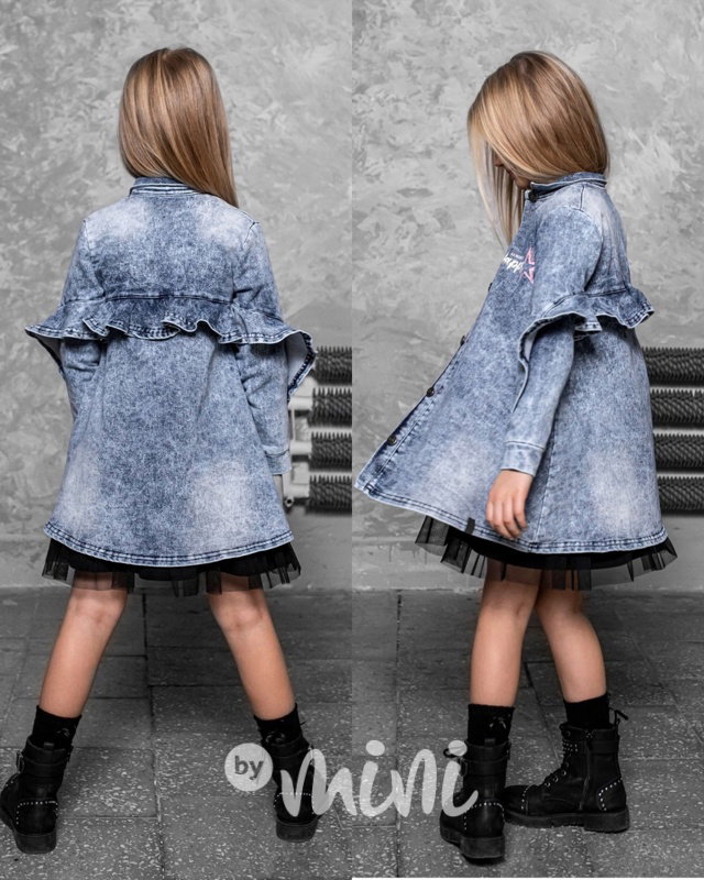 Jeans košilová dívčí tunika ice blue *AFK*