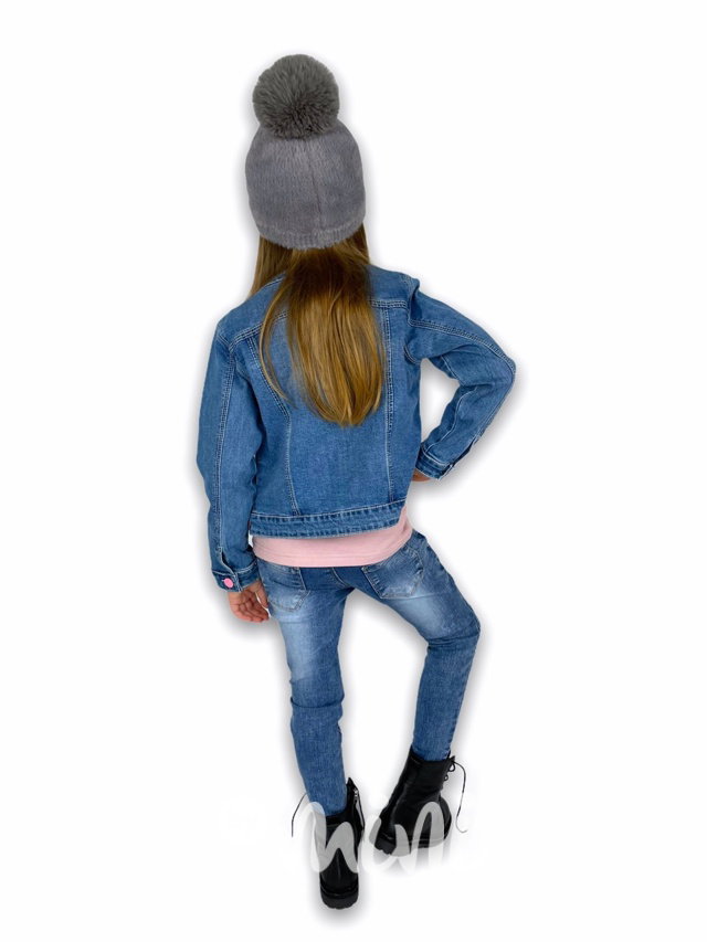 Jeans dívčí bunda s medvídkem