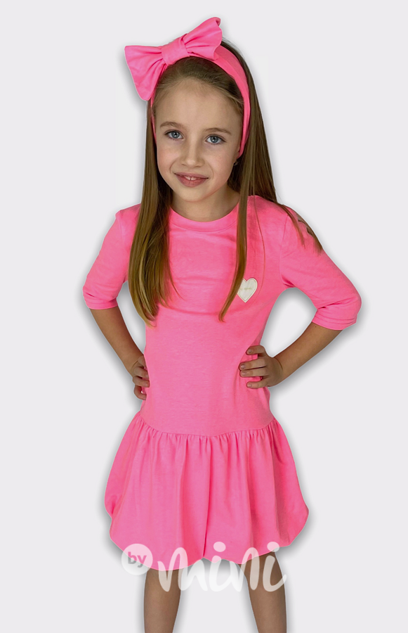 Růžové dětské šaty s balónovou sukní 