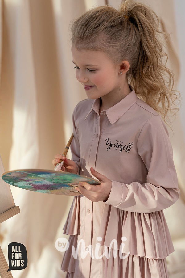 Košilové řasené šaty růžové *AFK*