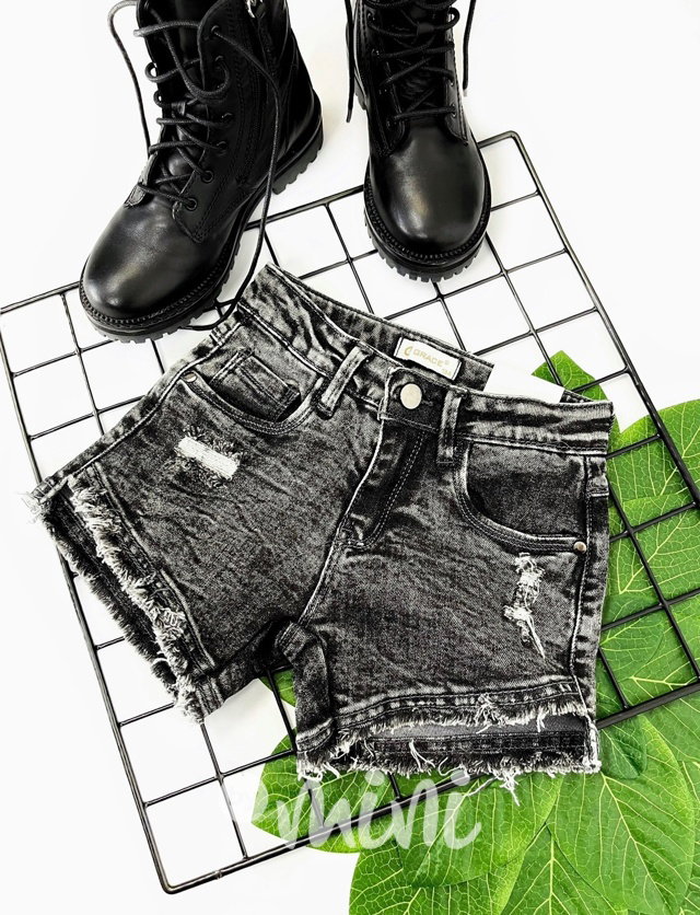 Stretch jeans kraťasy black denim