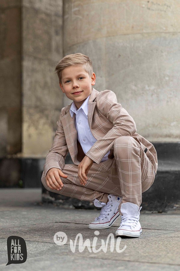 Elegant kalhoty - beige karo