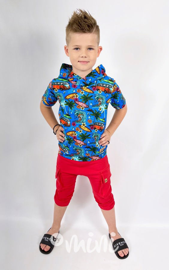 Červené shorts baggy kapsáče