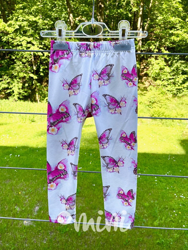 Pink butterfly soft cotton legíny *Lily Grey*