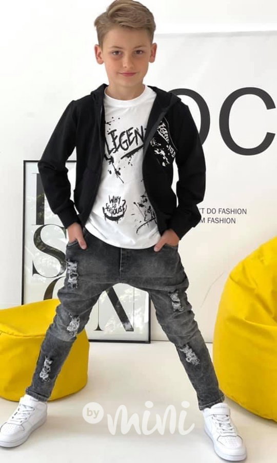Potrhané soft jeans black kalhoty