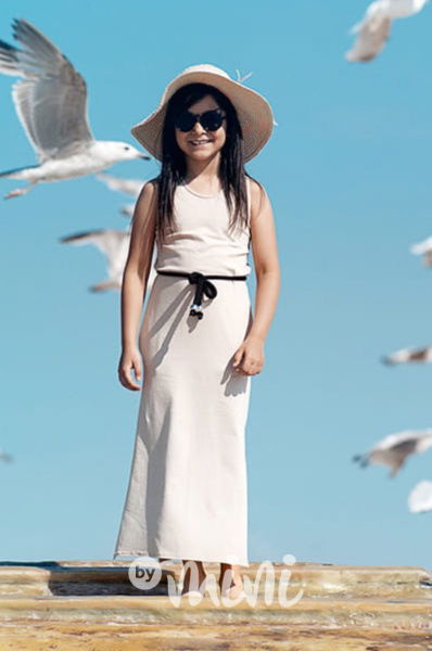 Summer Sun maxi šaty s páskem beige