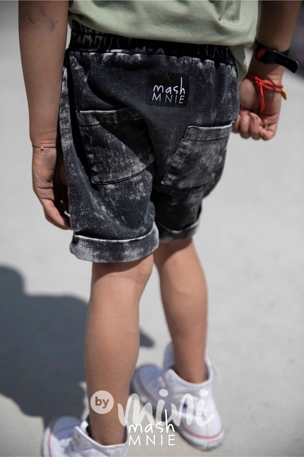 Acid wash soft jeans kraťasy klokanka black  *MashMnie*