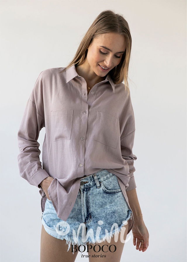 Lněná boyfriend dámská košile - pink