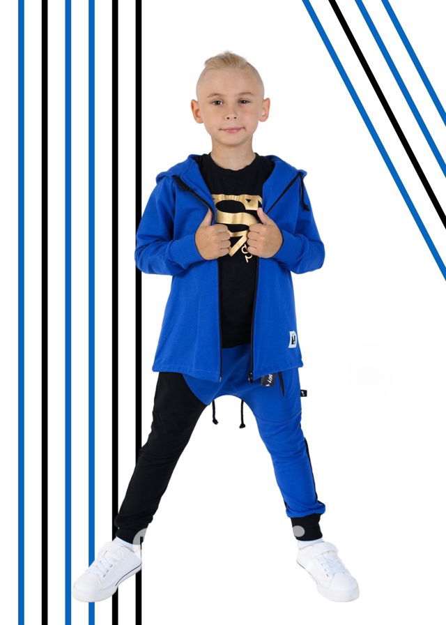 Street boy baggy tepláky black/royal blue