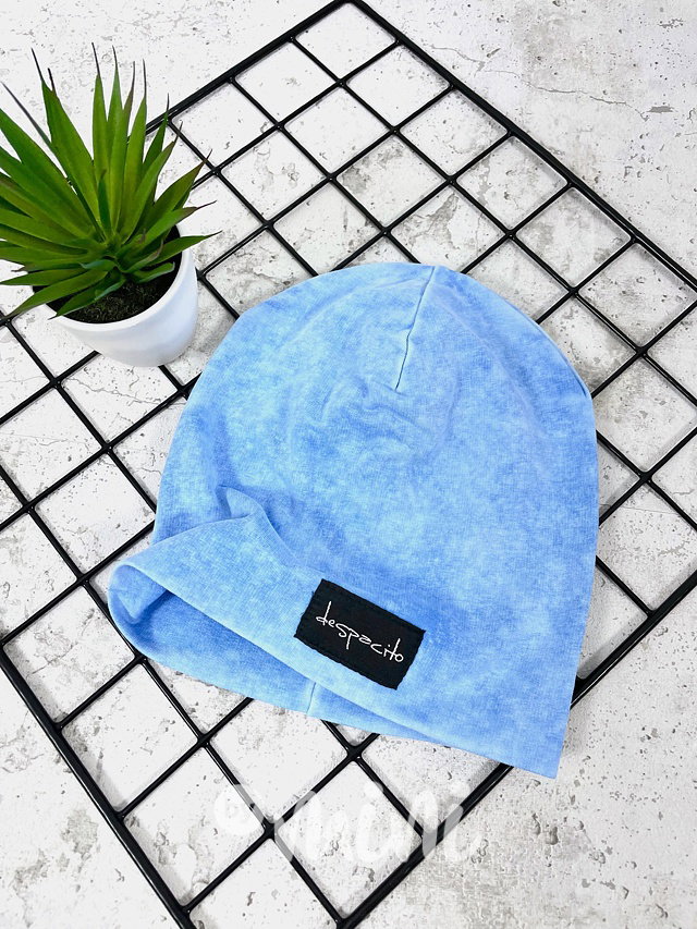 Despacito acid wash blue dvojitá beanie čepice