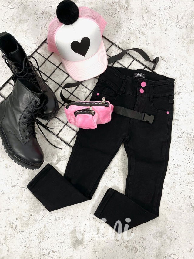 Stretch černé jeansy s ledvinkou