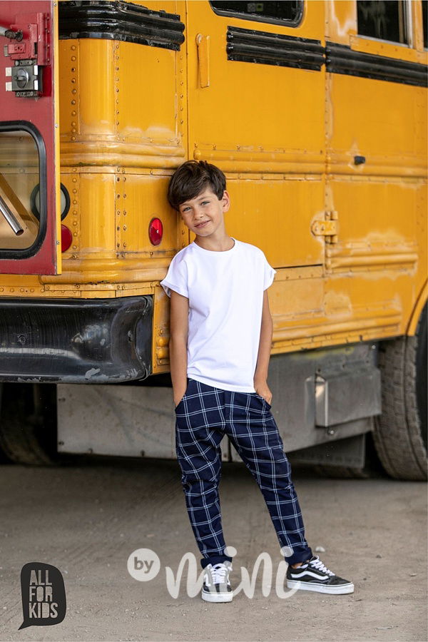 Elegant kalhoty - blue karo