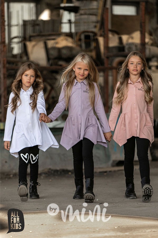 Long bavlněná košilová tunika UNIQUE fialová