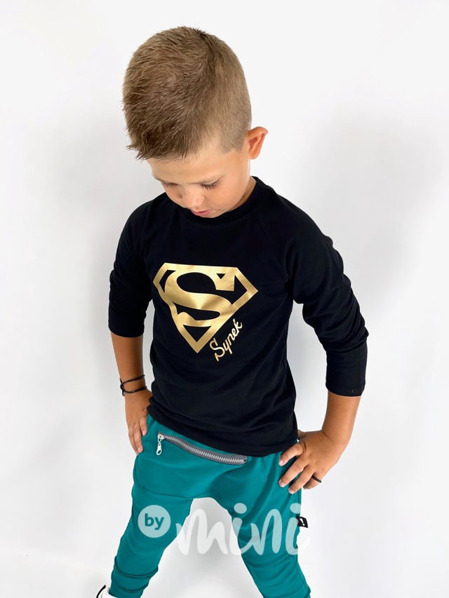 Super synek černé triko s dlouhým rukávem GOLD