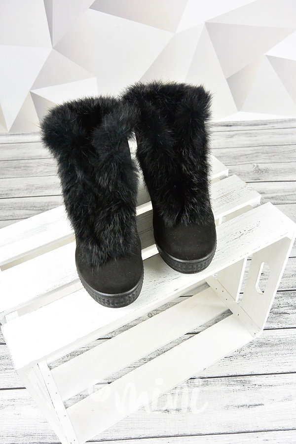 Black boty s kožešinou