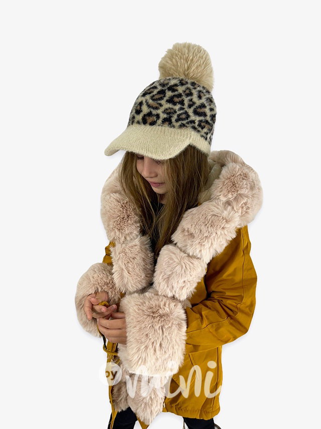 Zimní kožíšková parka - mustard