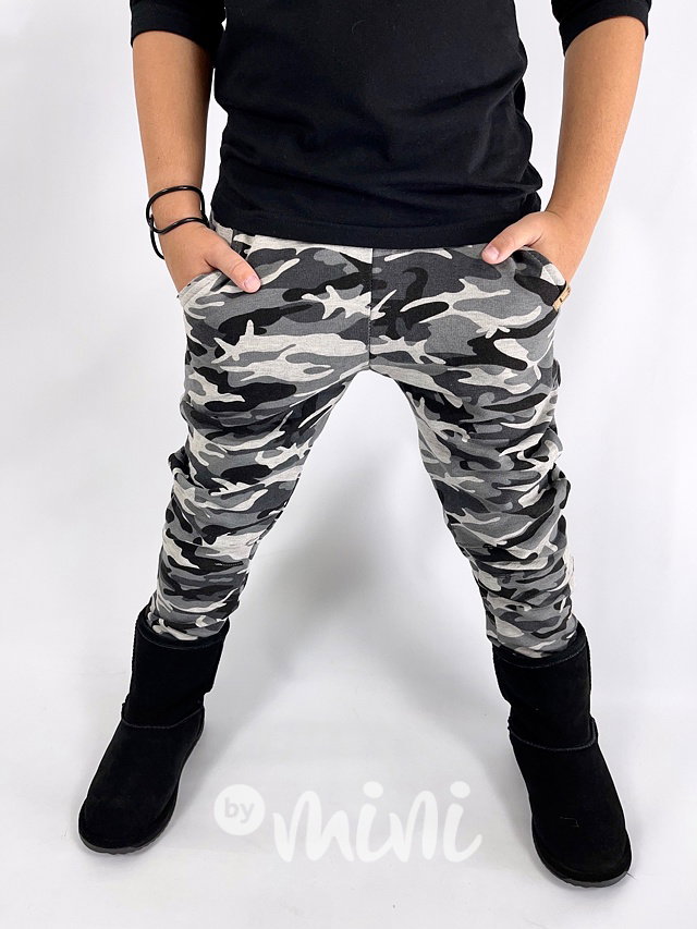 SUPER termo grey army tepláky - BASIC