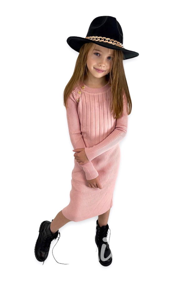 Žebrované svetříkové stretch šaty Glamour - pink