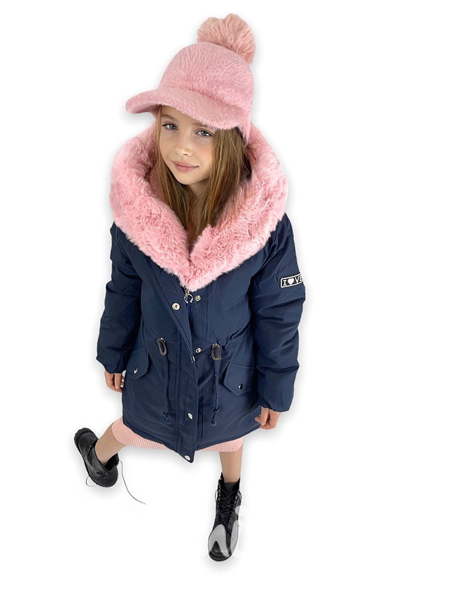 Zimní parka navy & pink
