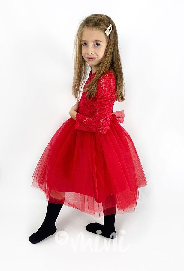Červené dětské slavnostní šaty pro družičku