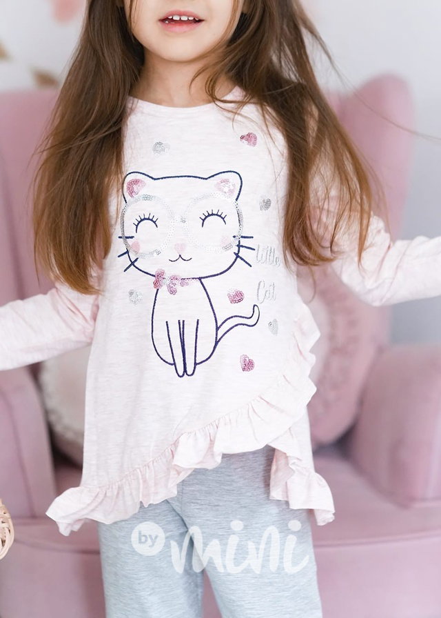 Little cat tunika + legíny pink/grey