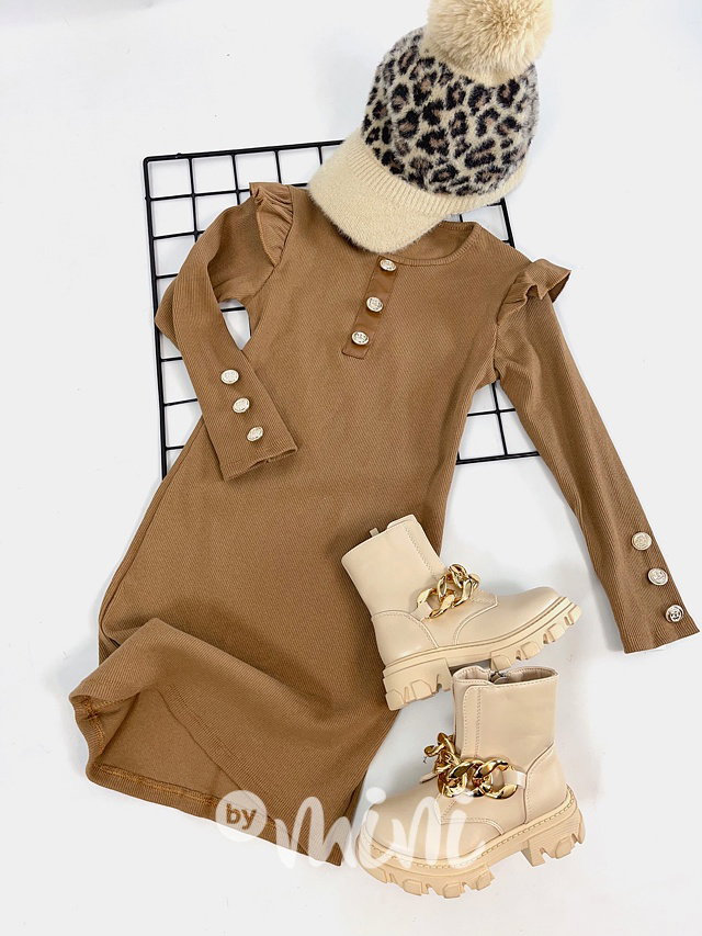 Žebrované fashion šaty cinnamon