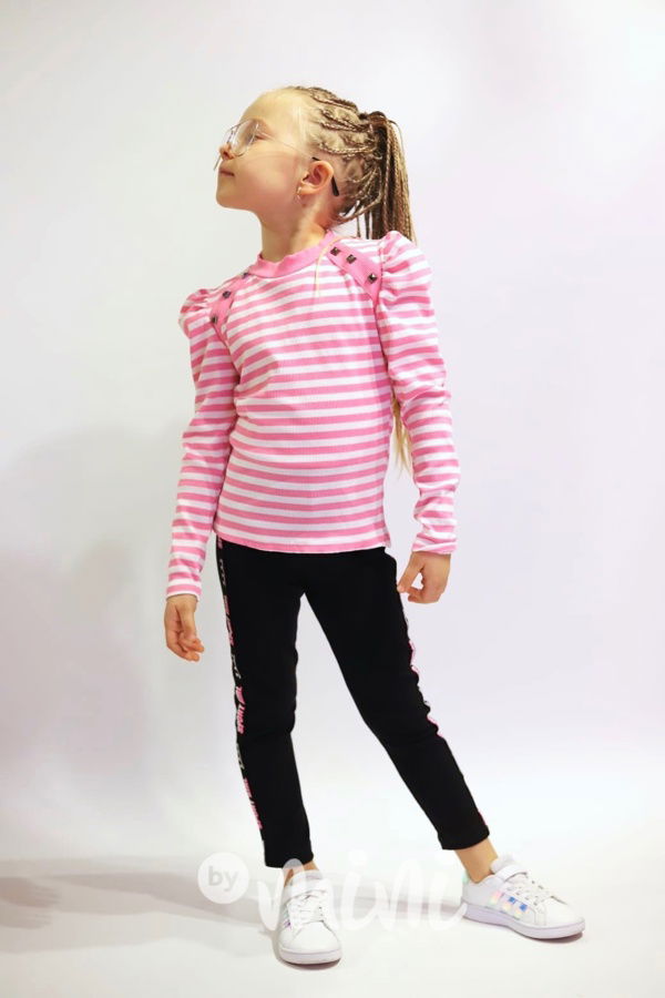 Žebrovaná blůzka pink/white