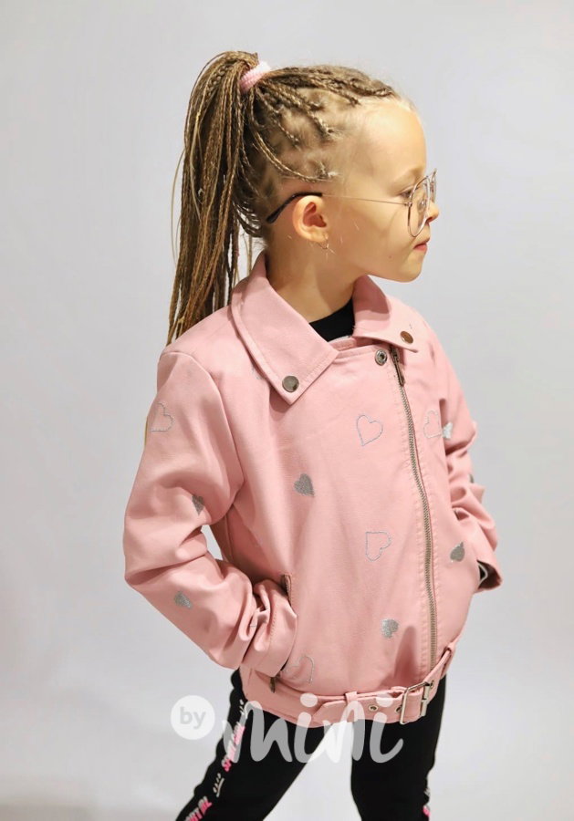 Eco leather bunda srdíčka PINK