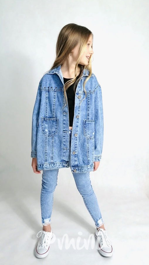 Jeans kabátek s páskem